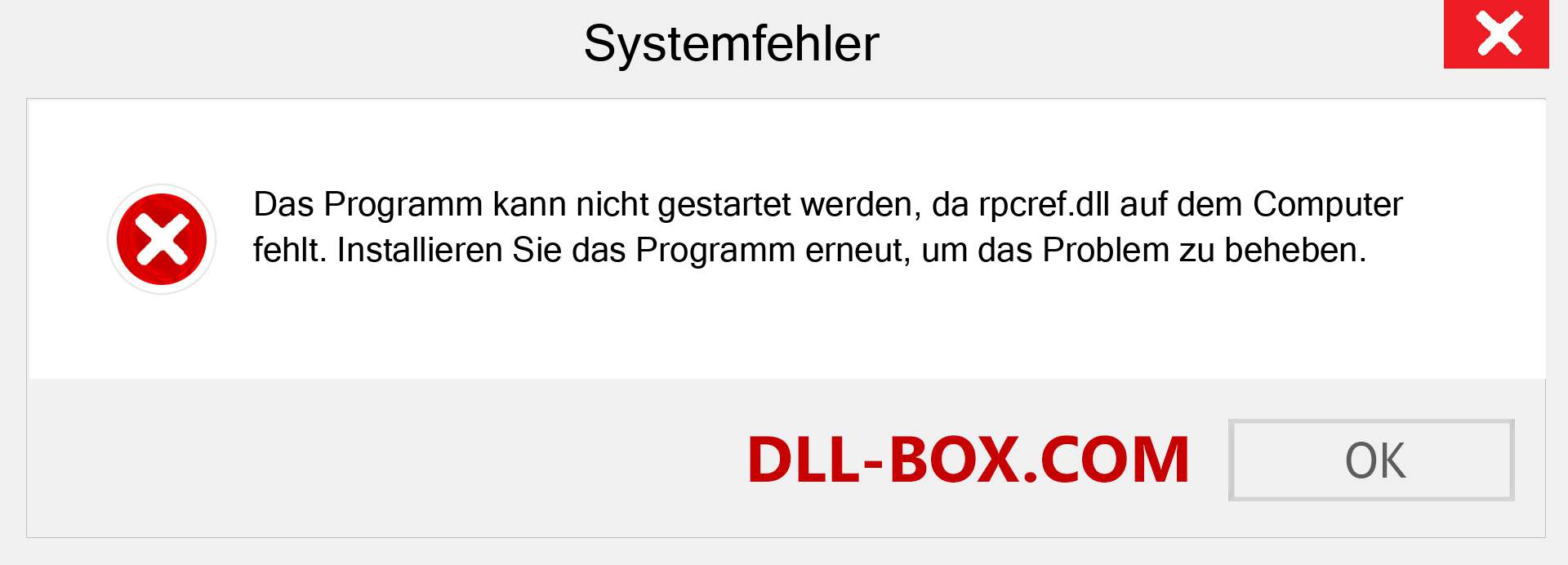 rpcref.dll-Datei fehlt?. Download für Windows 7, 8, 10 - Fix rpcref dll Missing Error unter Windows, Fotos, Bildern